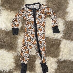Kids Construction Theme Footed Onesie